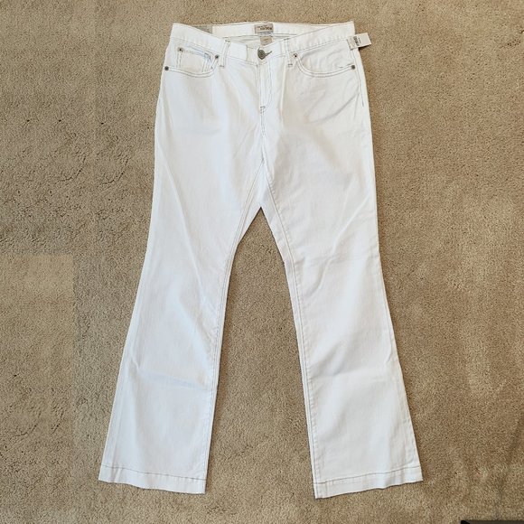 Long & Lean White Jeans w/ Tan stitching - Picture 2 of 7